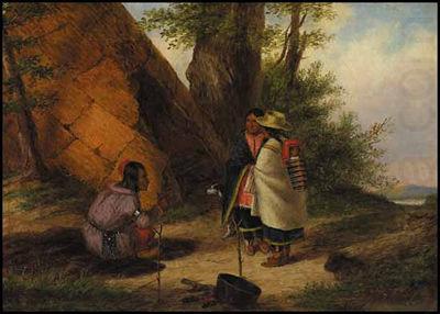 Indians Meeting by a Teepee, Cornelius Krieghoff